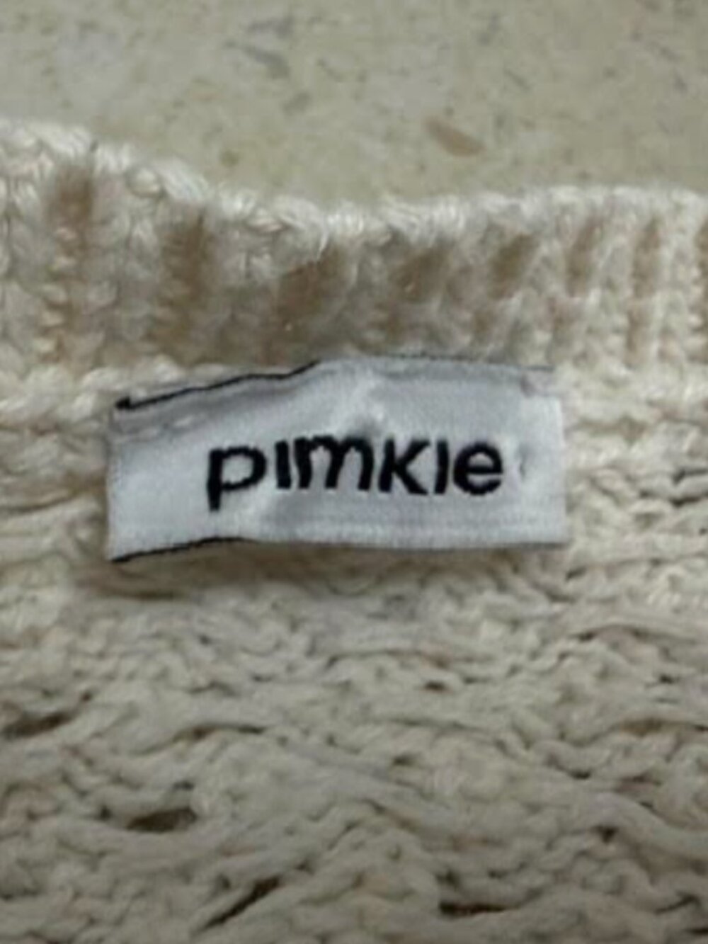 PIMKIE Women's Cream Sweater Small Open Knit Crew Neck Classic Old Money - Picture 2 of 5